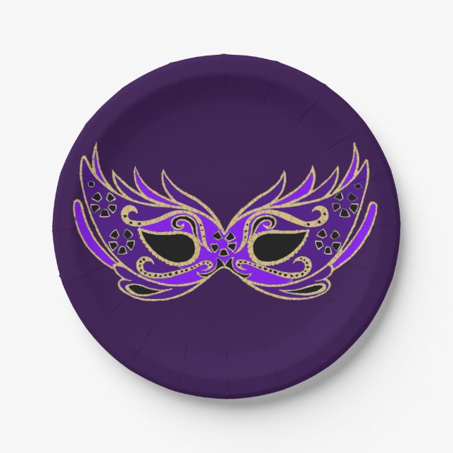 Masquerade ball masked party carnivale paper plate (Front)