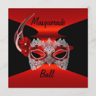 Masquerade Ball Masks Red Silk Black Invite Party