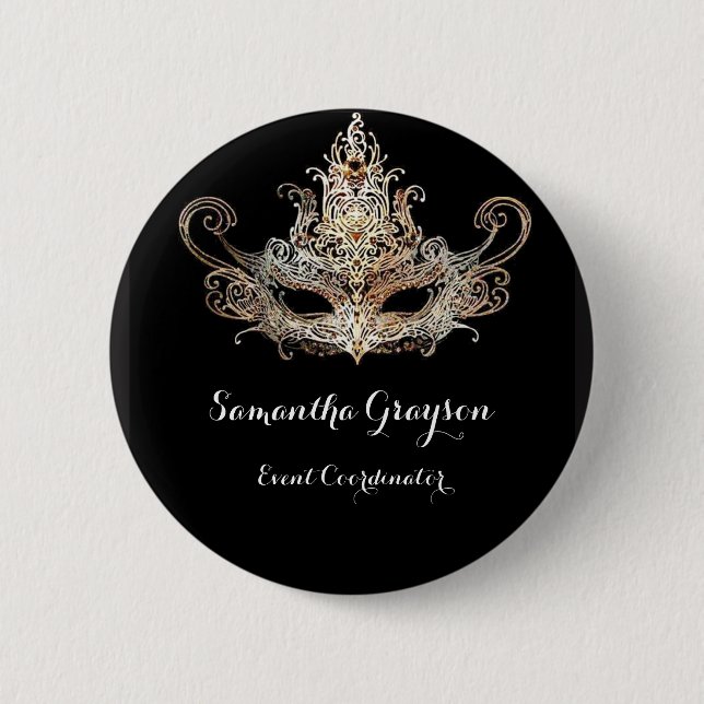 Masquerade Ball Name Badge 2 Inch Round Button (Front)