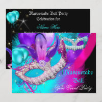 Masquerade Ball Party Masks Purple Teal Blue Pink