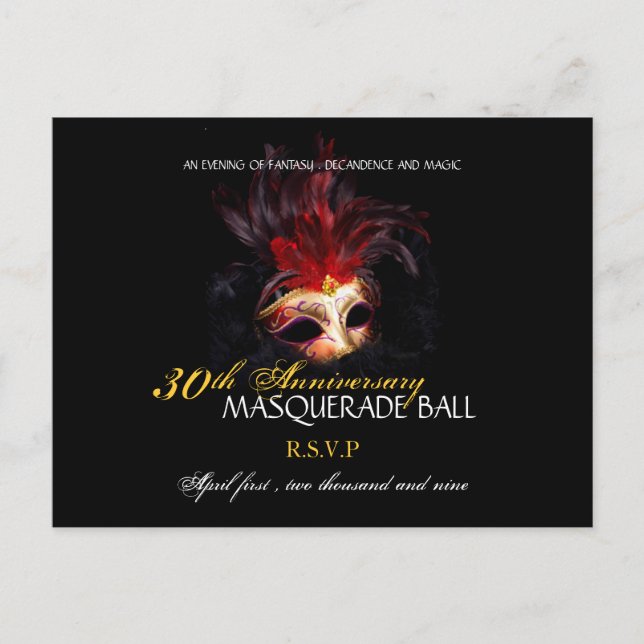 Masquerade Ball - Postcard Reply Cards (Front)
