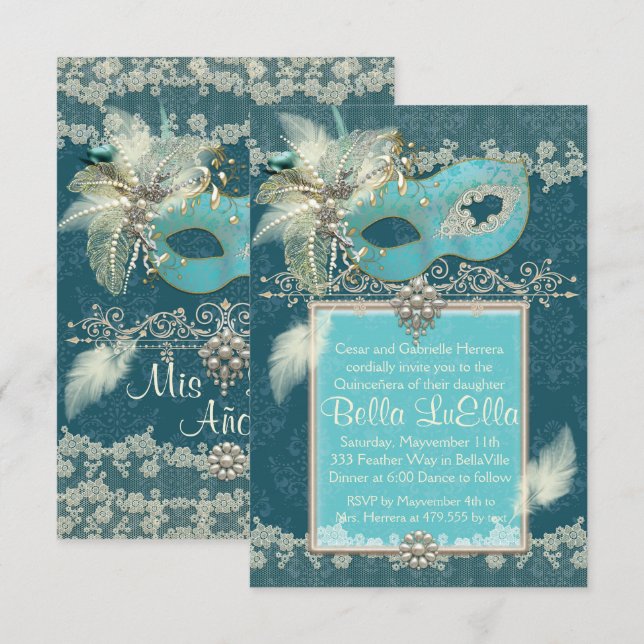 Masquerade Birthday Event Party Invitations (Front/Back)