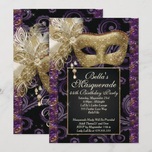 Masquerade Birthday Event Party Invitations