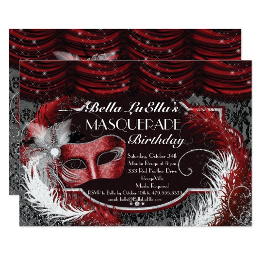 Masquerade Birthday Event Party Invitations