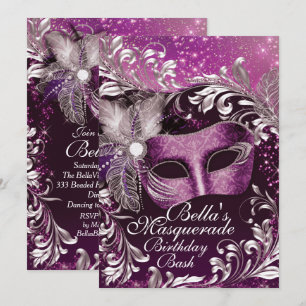 Masquerade Birthday Party Invitations