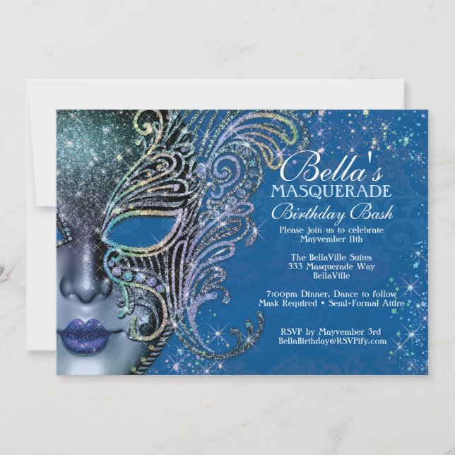 Masquerade Birthday Party Invitations (Front)