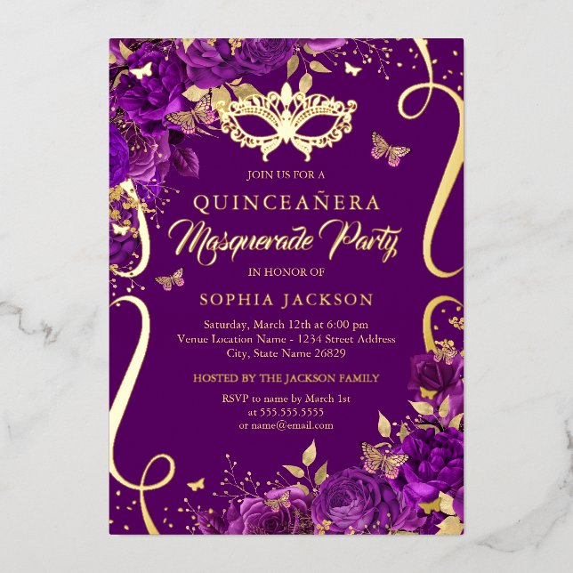 Masquerade Butterfly Purple Quinceanera (Front)