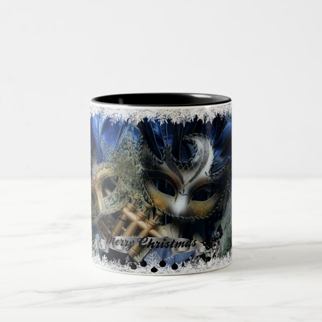 Masquerade Christmas Two-Tone Coffee Mug (Center)