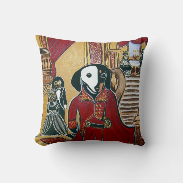 MASQUERADE DACHSHUND THROW PILLOW (Front)