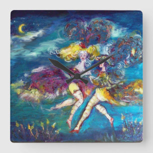 MASQUERADE DANCING AND MUSIC IN THE NIGHT SQUARE WALL CLOCK