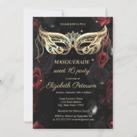 Masquerade Dark Red Roses Gothic Sweet 16