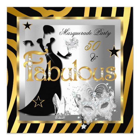 Masquerade Fabulous 50 Zebra Gold Silver Black Card