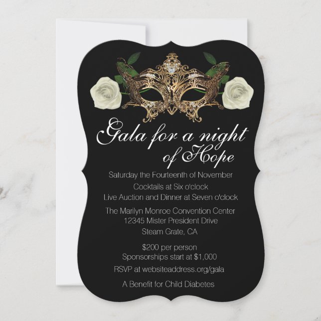 Masquerade Fundraising Gala Invitation (Front)