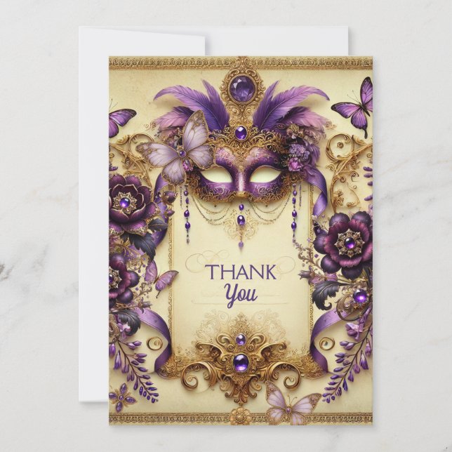 Masquerade Garden Romance | BellaVille Bridal Invitation (Front)