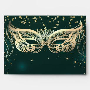 Masquerade Gold Diamonds,Stars  Green Envelope
