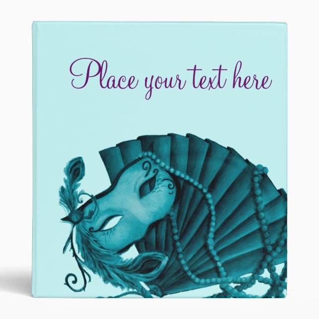 Masquerade in Teal - Customizable Binder (Front)