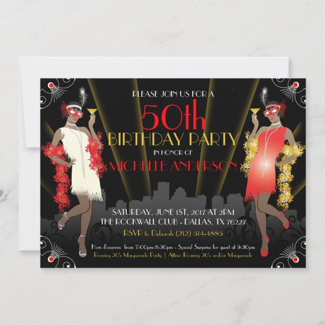 Masquerade Mardi Gras Birthday Inivtation Invitation (Front)