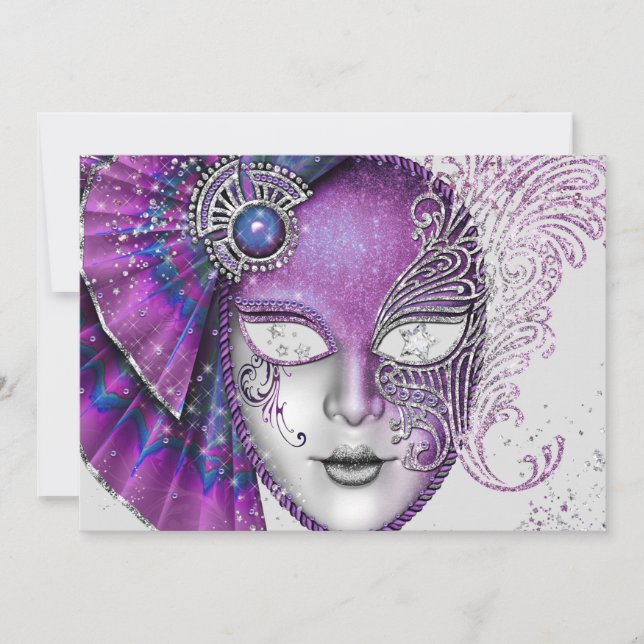 Masquerade Mardi Gras Party Invitations (Front)