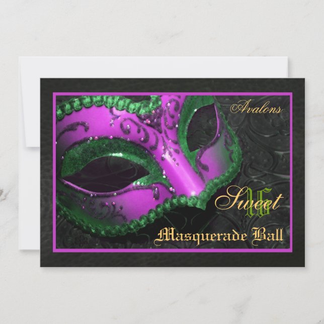 Masquerade Mascarade Mascarade Rose Invitation à 1 (Devant)