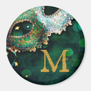 Masquerade Mask Costume Monogram Initial Magnet