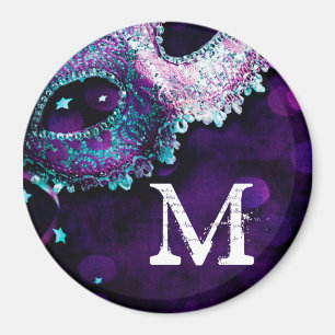 Masquerade Mask Costume Monogram Initial Magnet