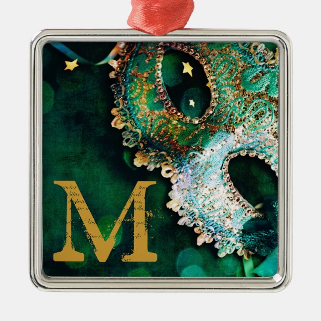 Masquerade Mask Costume Monogram Initial Ornament (Front)