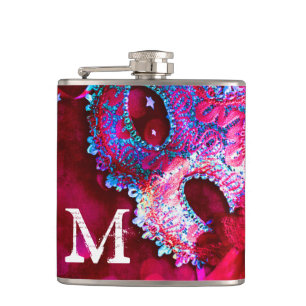 Masquerade Mask Costume Monogram Whiskey Flask