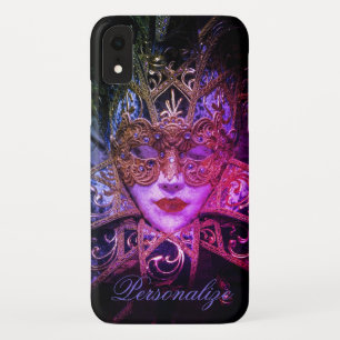 Masquerade mask elegant gothic black pink purple iPhone XR case