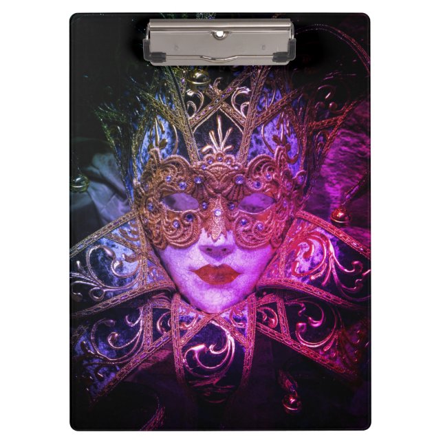 Masquerade mask elegant gothic black pink purple  clipboard (Front)