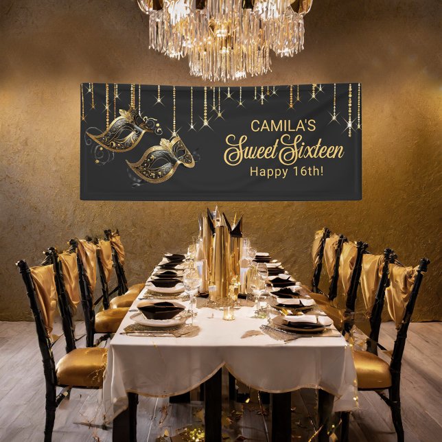 Masquerade Mask Sweet 16 Black Gold ID1032 Banner (Creator Uploaded)