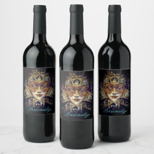 Masquerade mask Victorian elegant gothic  Wine Label