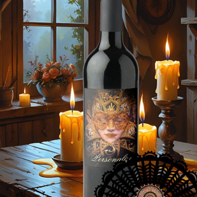 Masquerade mask Victorian elegant gothic  Wine Label (Creator Uploaded)