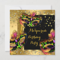 Masquerade Masked Lime Pink Gold Birthday Party