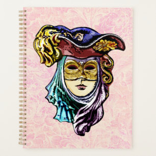 Masquerade Masque sur Dusty Pink Brocade Motif