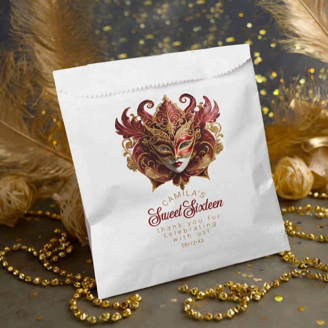 Masquerade Motif Sweet 16 Red Gold ID1032 Favour Bag (Creator Uploaded)