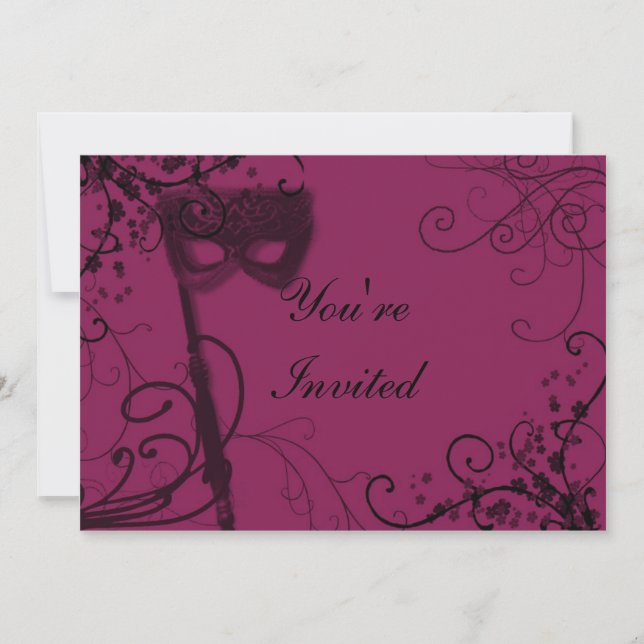 Masquerade Mystique Cranberry Invitation (Front)