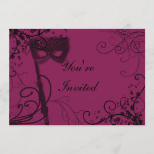 Masquerade Mystique Cranberry Invitation
