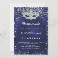 Masquerade navy blue silver Quinceanera party