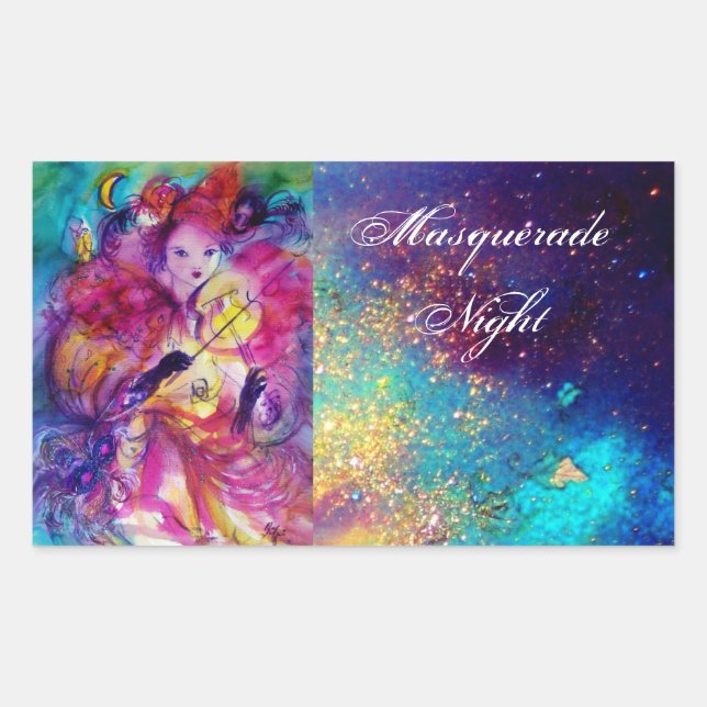 MASQUERADE NIGHT Carnival Musician in Pink Costume Sticker (Front)