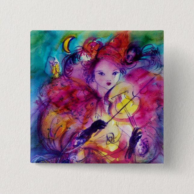 MASQUERADE NIGHT / Venetian Carnival 2 Inch Square Button (Front)