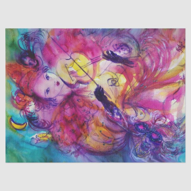 MASQUERADE NIGHT VIOLINIST Venetian Carnival  Tissue Paper (Front)