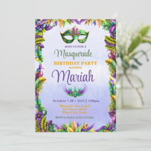 Masquerade Party Birthday Invitation