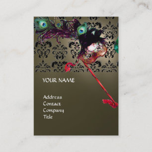 MASQUERADE PARTY black and white damask Business Card