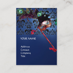 MASQUERADE PARTY black and white damask Business Card