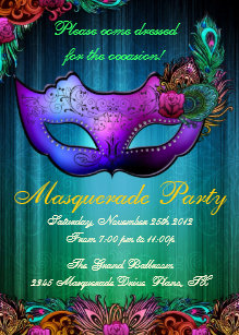 Peacock Masquerade Party Invitations Announcements Zazzle Ca