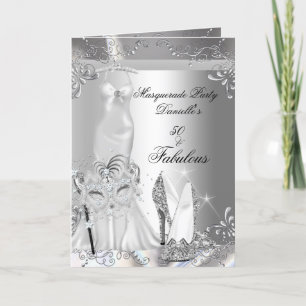 Masquerade Party Fabulous 50 Birthday Silver Invitation