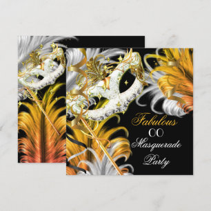 Masquerade Party Fabulous Birthday Gold Silver 2 Invitation