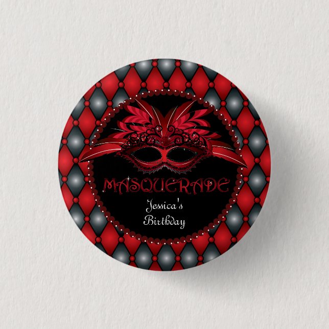 Masquerade Party Favour 1 Inch Round Button (Front)