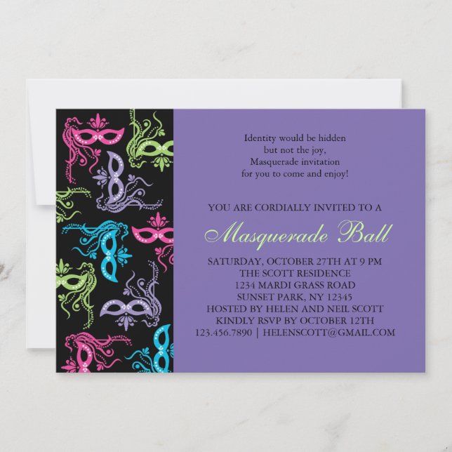Masquerade Party Invitation (Front)