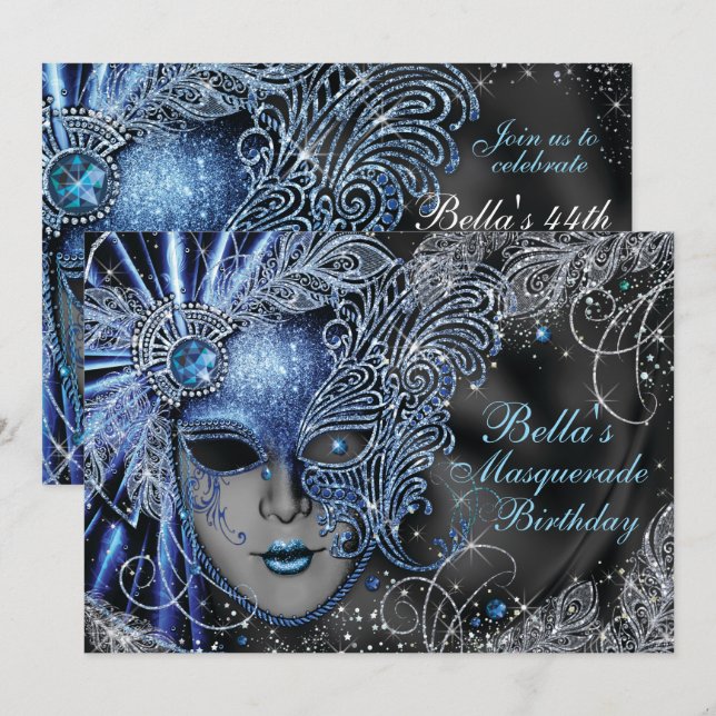 Masquerade Party Invitations (Front/Back)